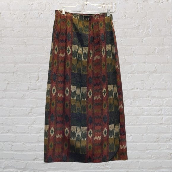 VINTAGE GABRIELLA -- Maxi Skirt, Southwest Print, Wrap Around, Velcro Closure - Picture 5 of 11